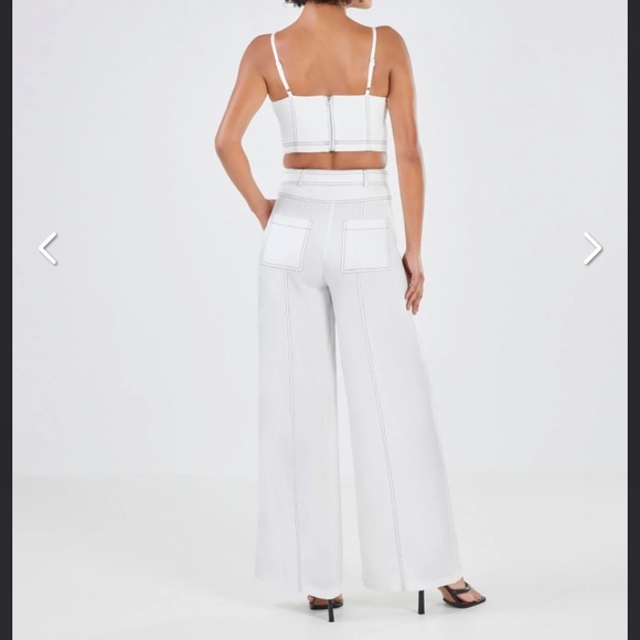 Cassandra Linen Wide-Leg Pant - OFF WHITE / Lg - Picture 8 of 8